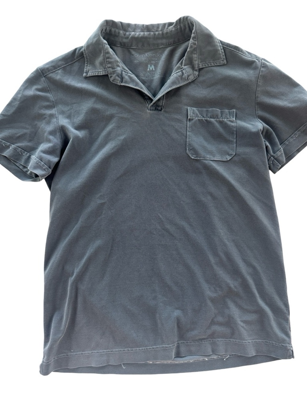 Calvin Klein Dusty Blue Short-Sleeve Polo with Pocket